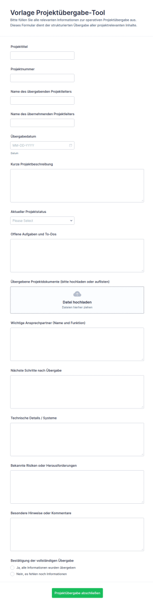 Übergabebericht Für Projekt