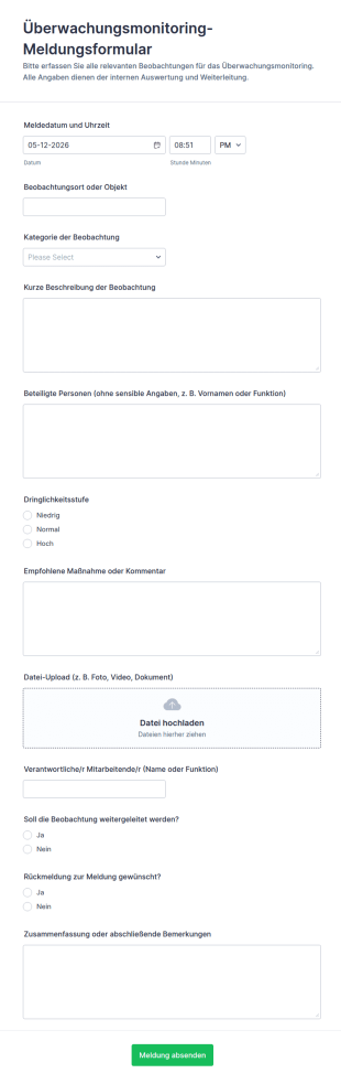 Überwachungsüberwachungsformular