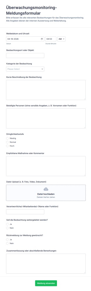 Überwachungsüberwachungsformular