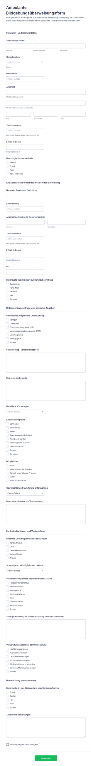 Überweisung Für Ambulante Bildgebung Formular