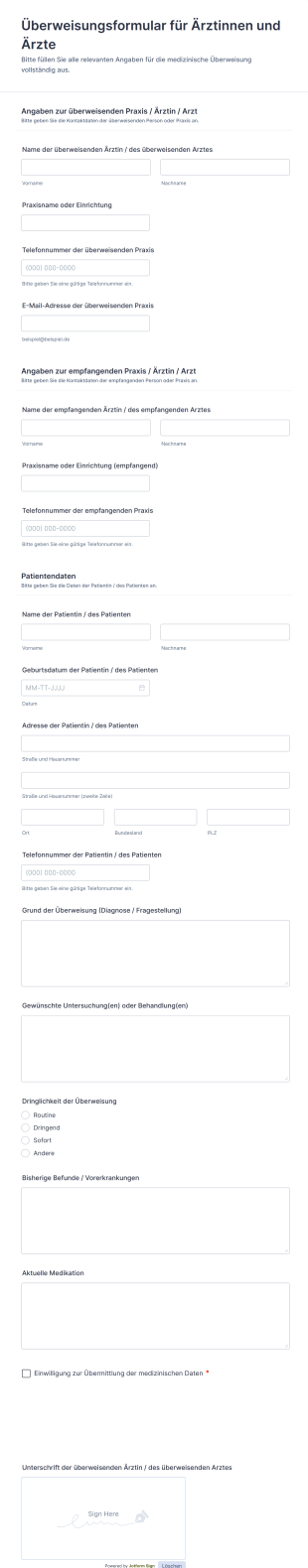 Überweisungsformular Für Ärztinnen Und Ärzte