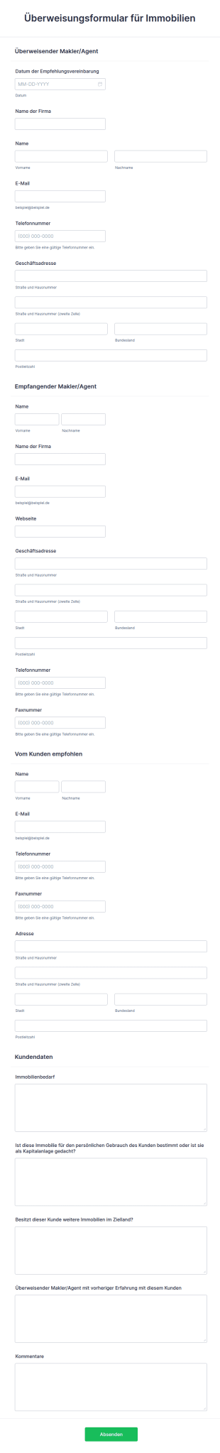 Überweisungsformular Für Immobilien
