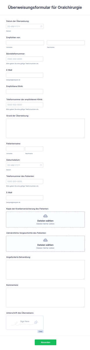 Überweisungsformular Für Oralchirurgie