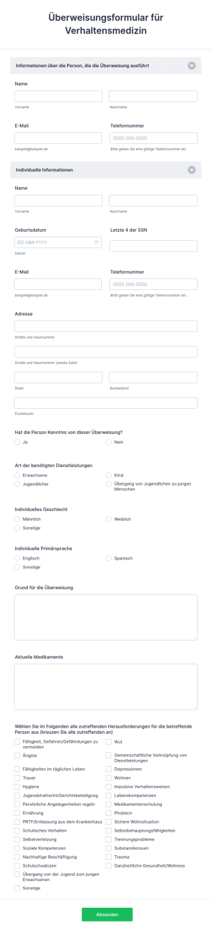 Überweisungsformular Für Verhaltensmedizin