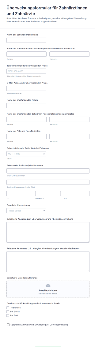 Überweisungsformular Für Zahnärztinnen Und Zahnärzte