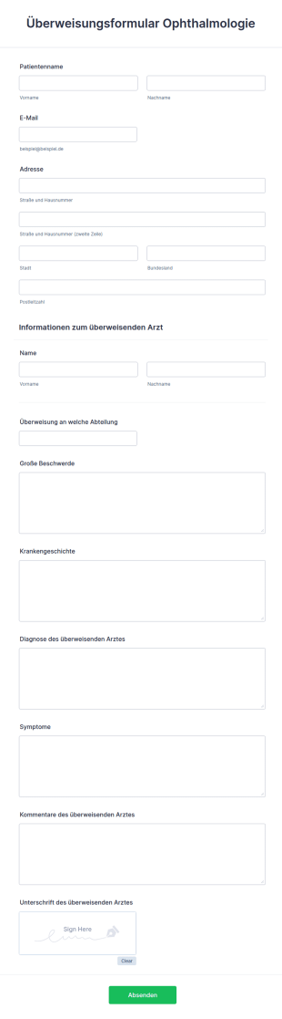 Überweisungsformular Ophthalmologie