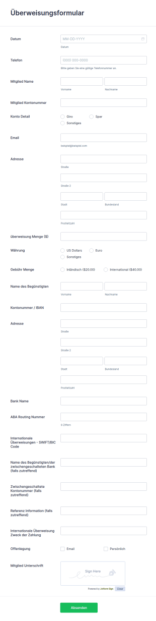 Überweisungsformular