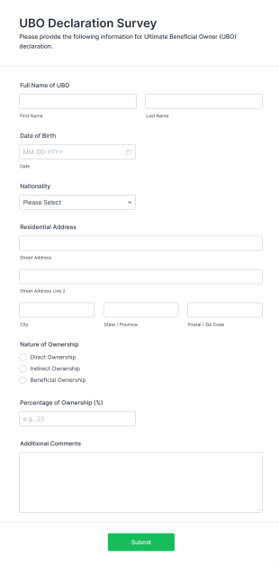 UBO Declaration Survey Form Template