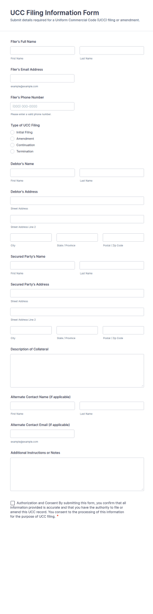 UCC Filing Information Form Template