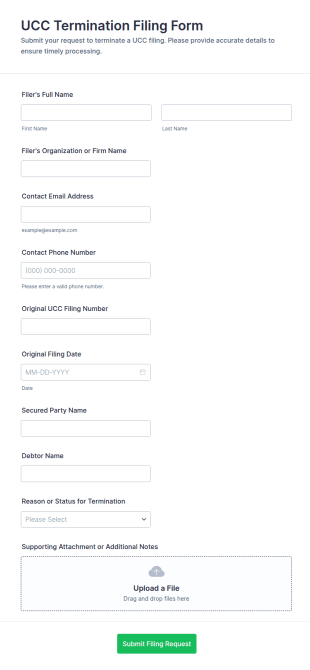 UCC Termination Filing Form Template