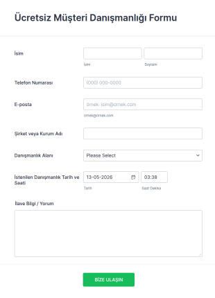 Ücretsiz Müşteri Danışmanlığı Form Şablonu