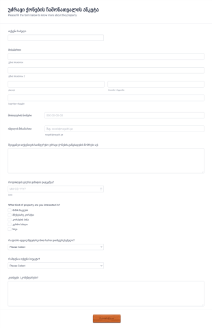 უძრავი ქონების ანკეტა Form Template