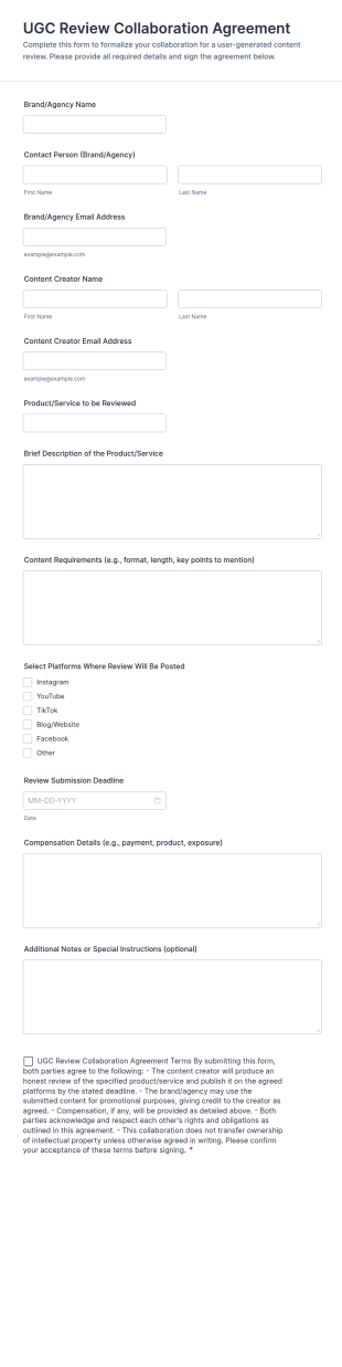 UGC Review Collaboration Agreement Form Template
