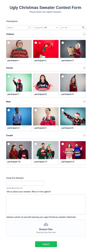 Ugly Christmas Sweater Contest Form Template