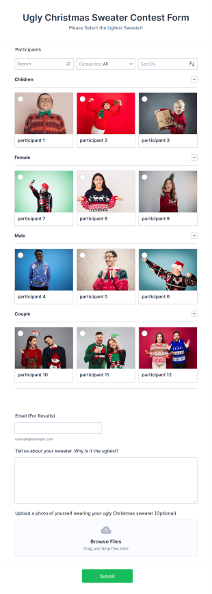 Ugly Christmas Sweater Contest Form Template