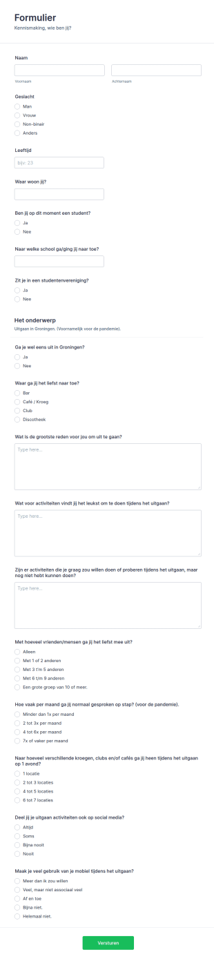 Uitgaans Activiteiten Onderzoek