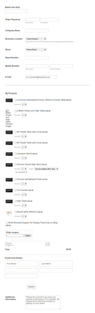 Furniture Order Form Template