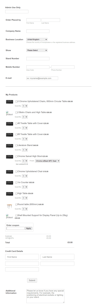 Furniture Order Form Template