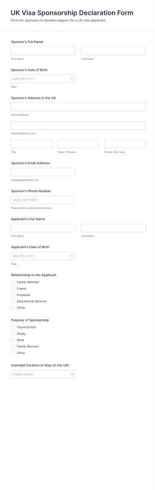 UK Visa Sponsorship Declaration Form Template
