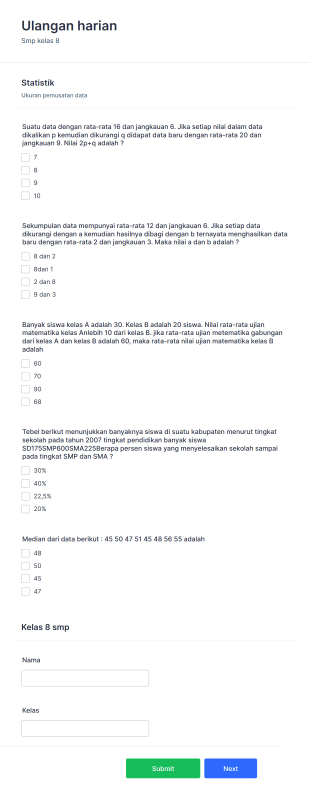 Ulangan Harian Form Template