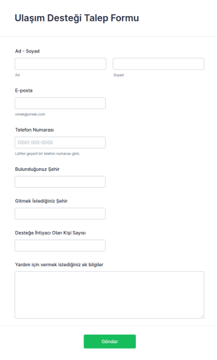 Ulaşım Desteği Talep Form Şablonu