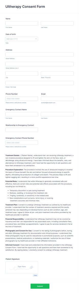 Ultherapy Consent Form Template