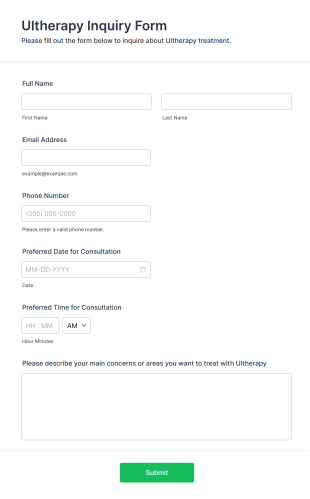 Ultherapy Inquiry Form Template