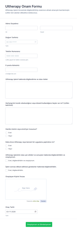 Ultherapy Onam Form Şablonu