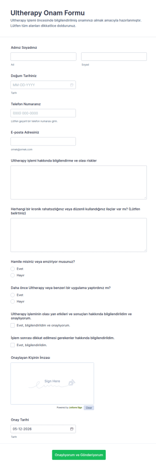 Ultherapy Onam Form Şablonu