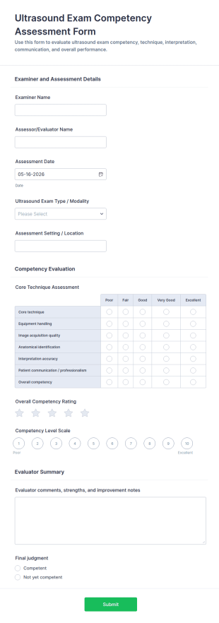 Ultrasound Exam Competency Assessment Form Template