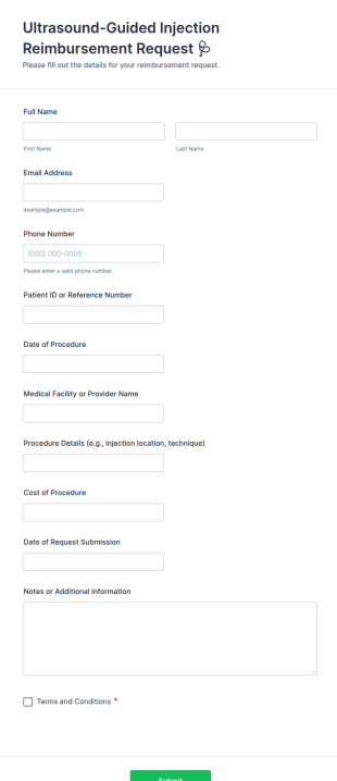 Ultrasound Guided Injection Reimbursement Request 🩺 Form Template