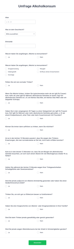 Umfrage Alkoholkonsum