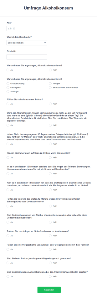 Umfrage Alkoholkonsum
