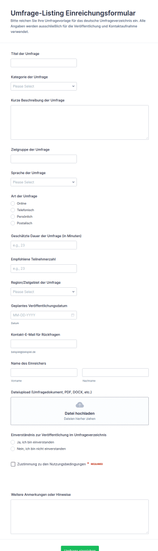 Umfrage Einreichung Zur Umfrageauflistung