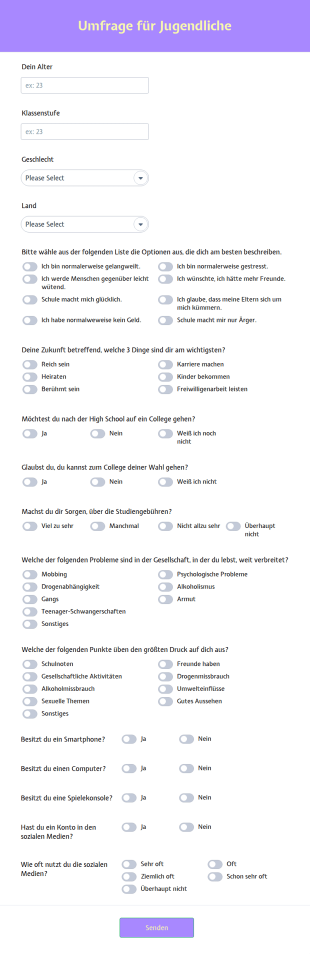 Umfrage Für Jugendliche