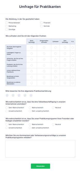 Umfrage Für Praktikanten
