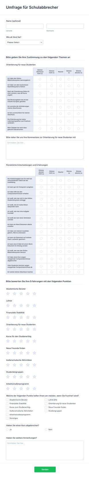 Umfrage Für Schulabbrecher