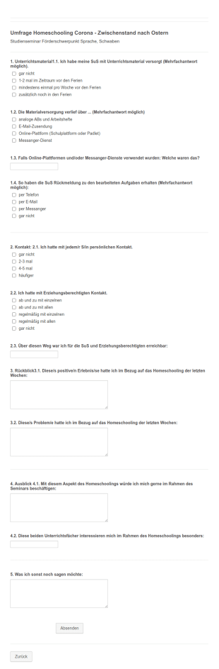 Umfrage Homeschooling Corona Zwischenstand Nach Ostern