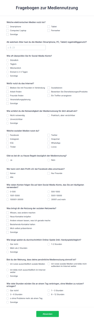 Fragebogen Zur Mediennutzung
