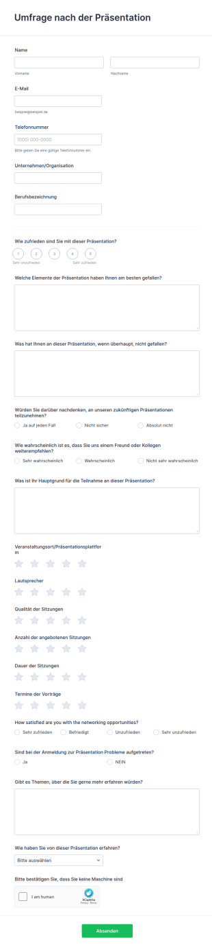 Umfrage Nach Der Präsentation