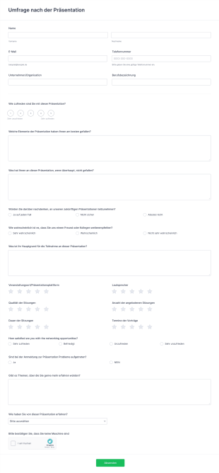 Umfrage Nach Der Präsentation Form Template