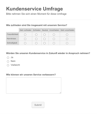 Umfrage über Kundenzufriedenheit Form Template