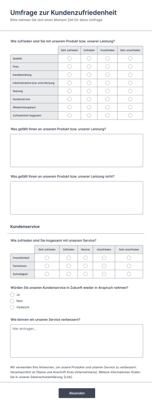 Umfrage Zur Kundenzufriedenheit