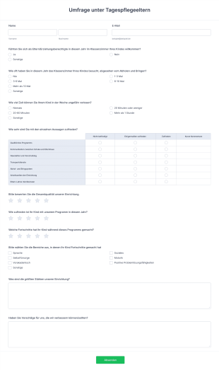 Umfrage Unter Tagespflegeeltern Form Template