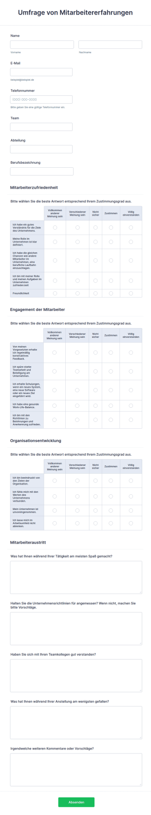 Umfrage Von Mitarbeitererfahrungen