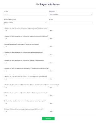 Umfrage Zu Autismus Form Template