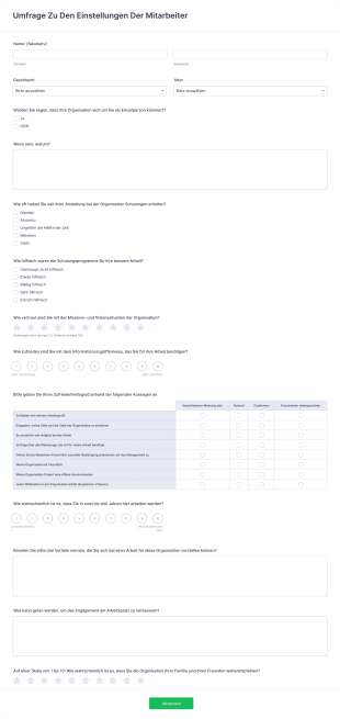 Umfrage Zu Den Einstellungen Der Mitarbeiter Form Template