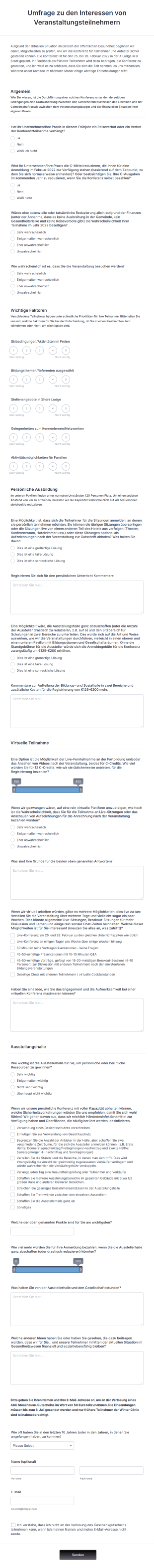 Umfrage Zu Den Interessen Von Veranstaltungsteilnehmern