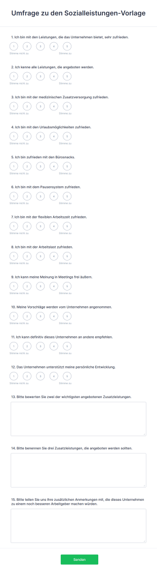 Umfrage Zu Den Sozialleistungen Vorlage Form Template
