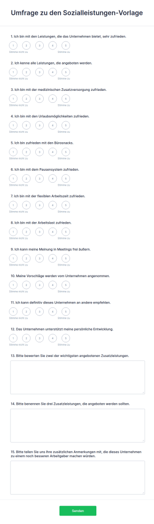 Umfrage Zu Den Sozialleistungen Vorlage